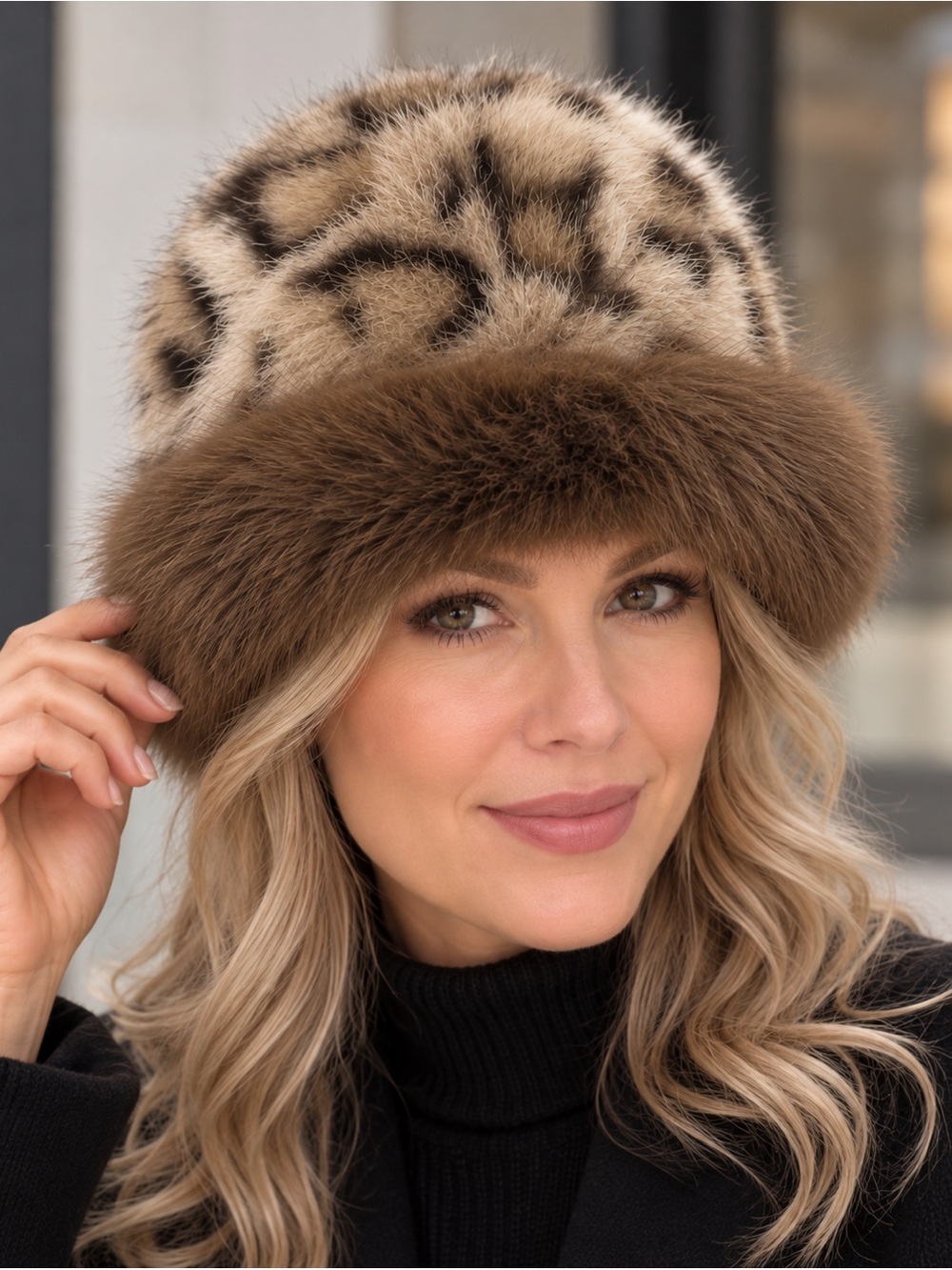 NEW: Elegant Brown and Tan Faux Fur Hat